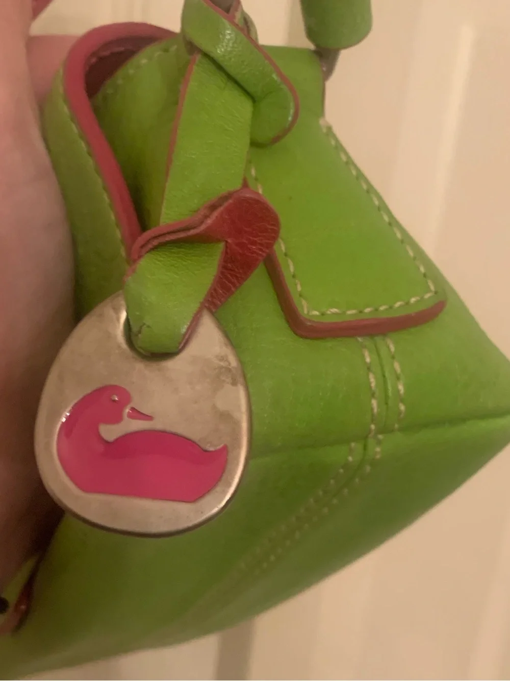 Rare Vintage Y2K Dooney & Bourke Lime Green Hearts Mini Shoulder Bag